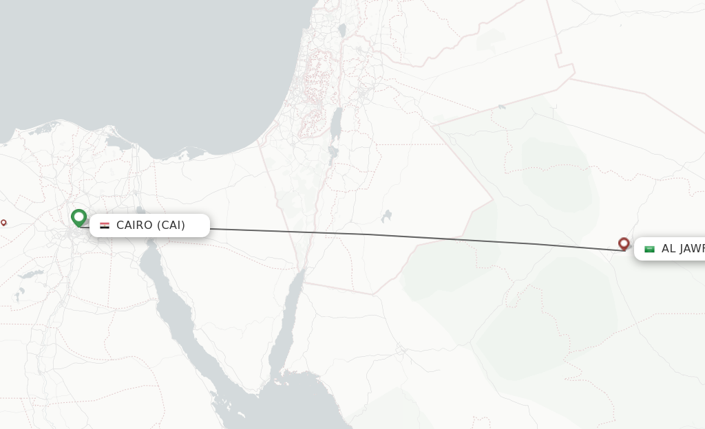 Flights from Cairo to Jouf route map