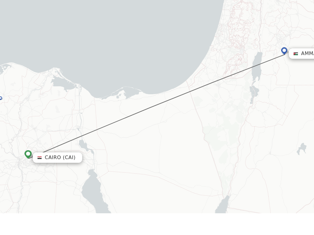 Flights from Cairo to Amman route map