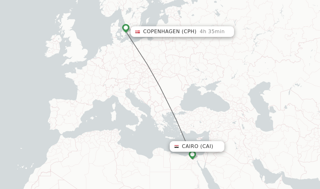 Direct (non-stop) flights Cairo to Copenhagen schedules - FlightsFrom.com