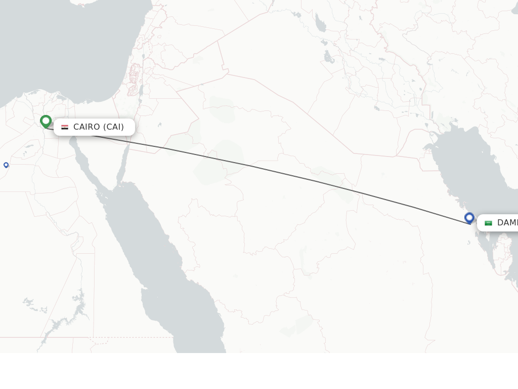 Flights from Cairo to Dammam route map