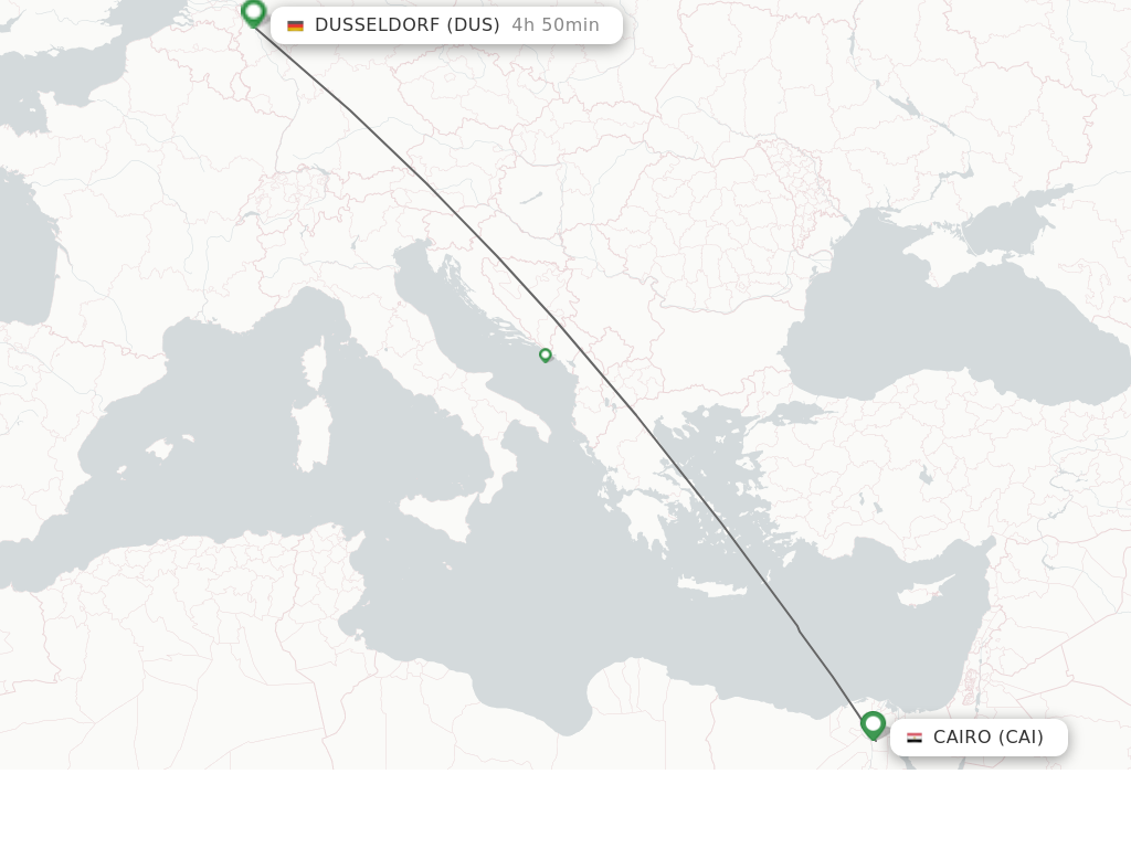 Flights from Cairo to Dusseldorf route map