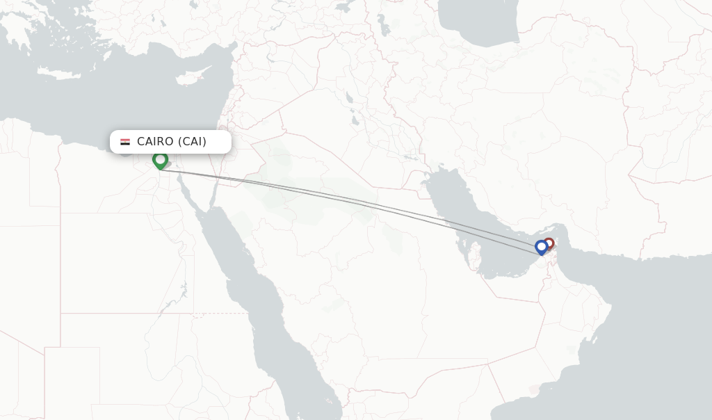 Route map with flights from Cairo with Air Arabia