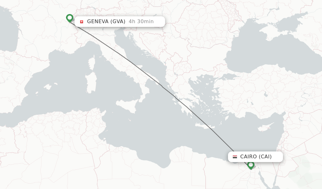 Flights from Cairo to Geneva route map