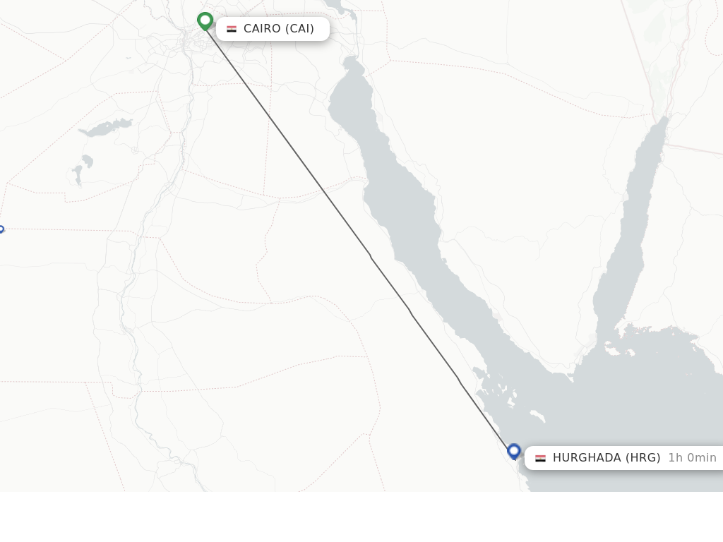 Flights from Cairo to Hurghada route map