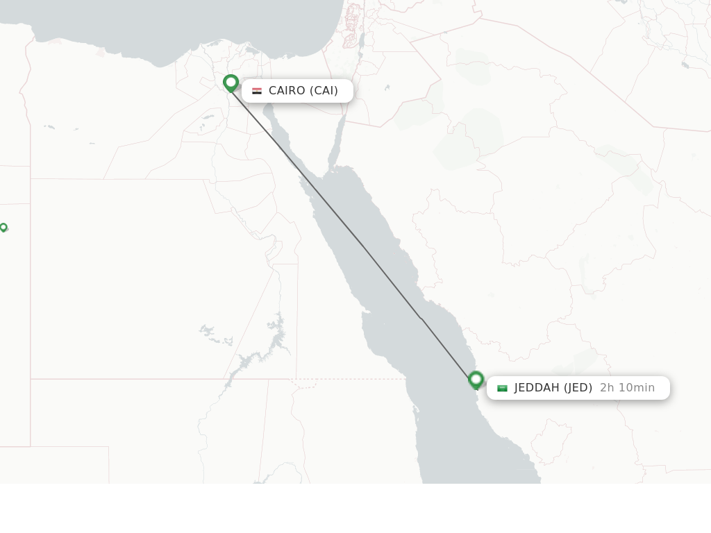 Flights from Cairo to Jeddah route map