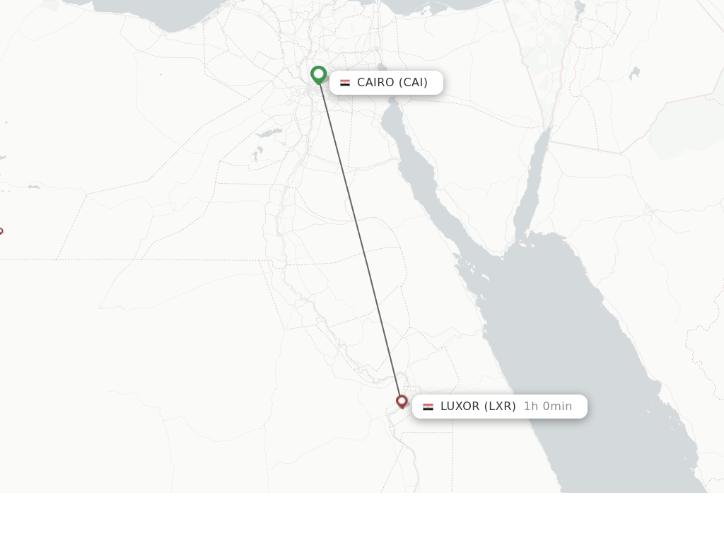 Flights from Cairo to Luxor route map