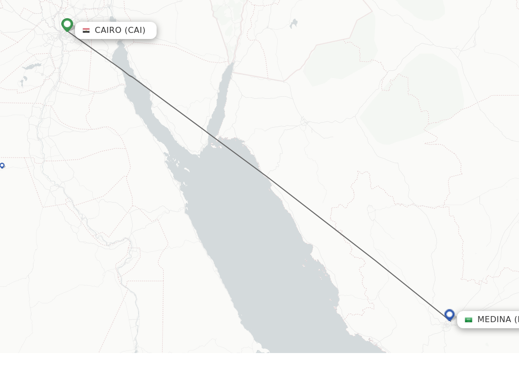 Flights from Cairo to Madinah route map