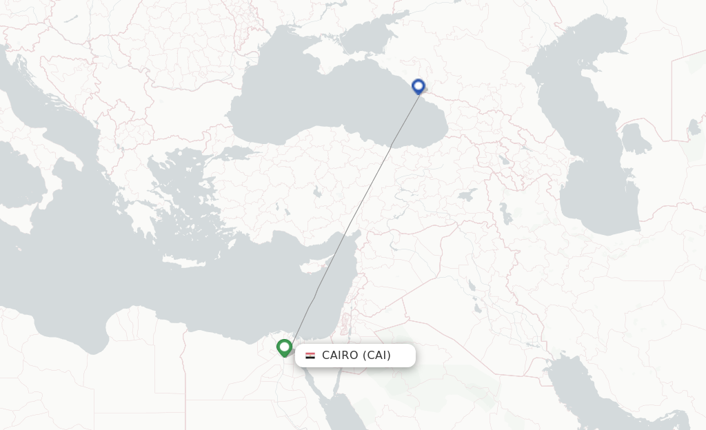Route map with flights from Cairo with Aeroflot