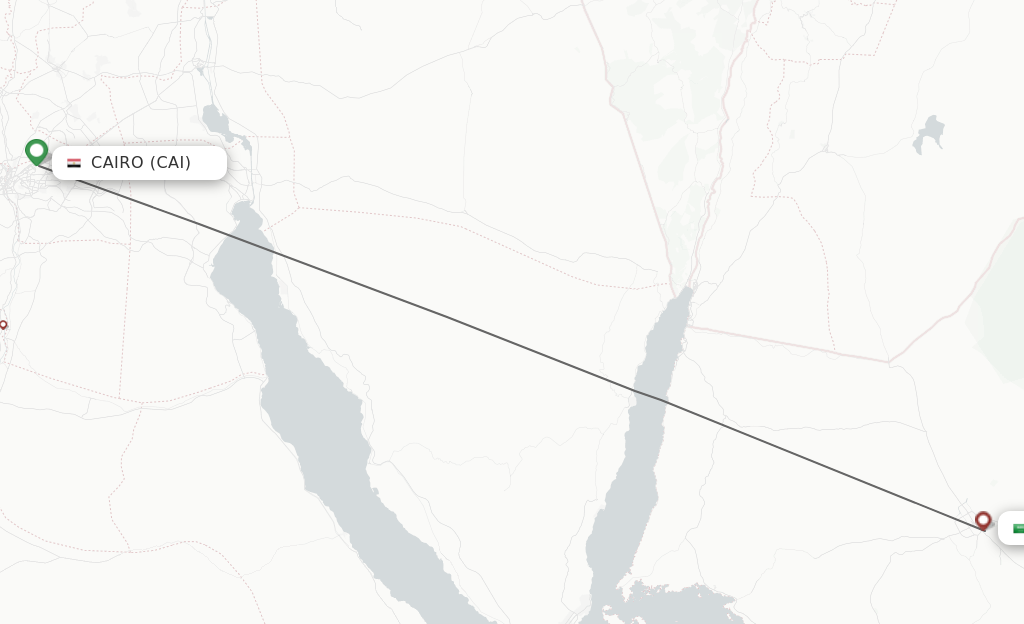 Flights from Cairo to Tabuk route map