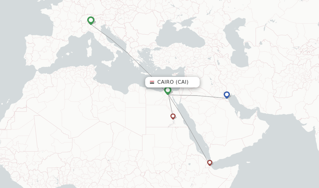 Route map with flights from Cairo with AlMasria