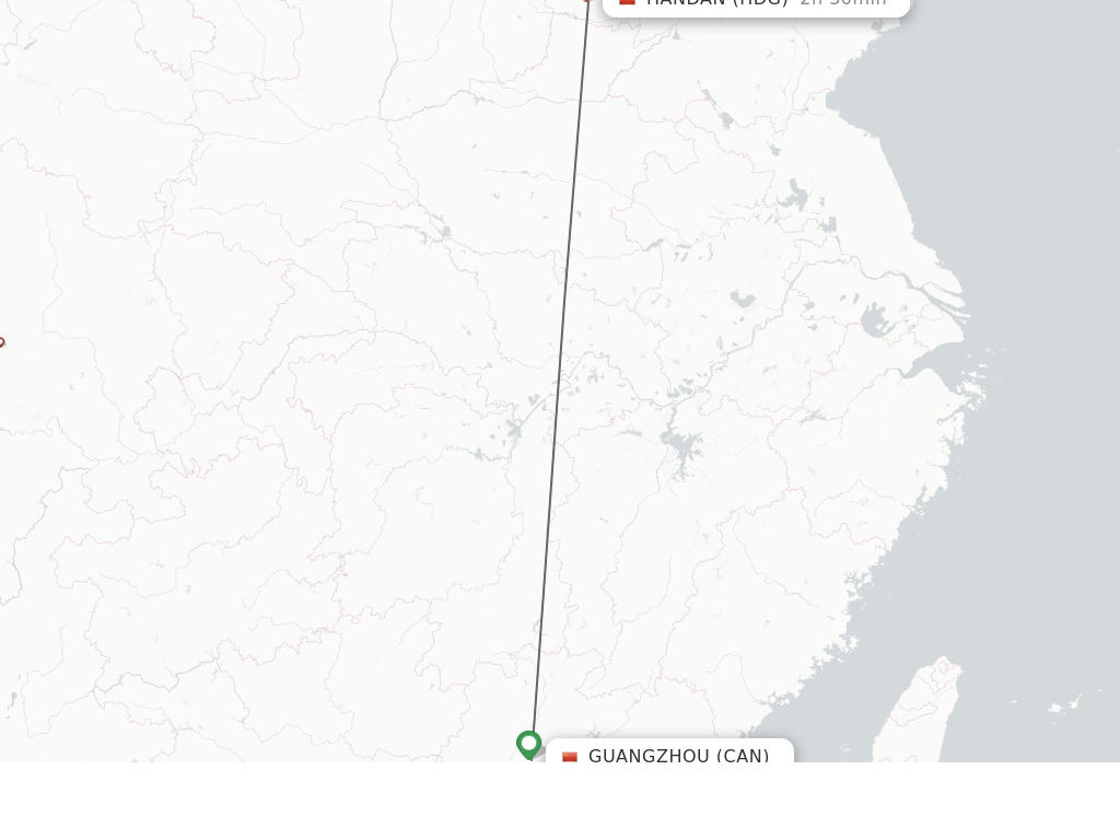 Flights from Guangzhou to Handan route map