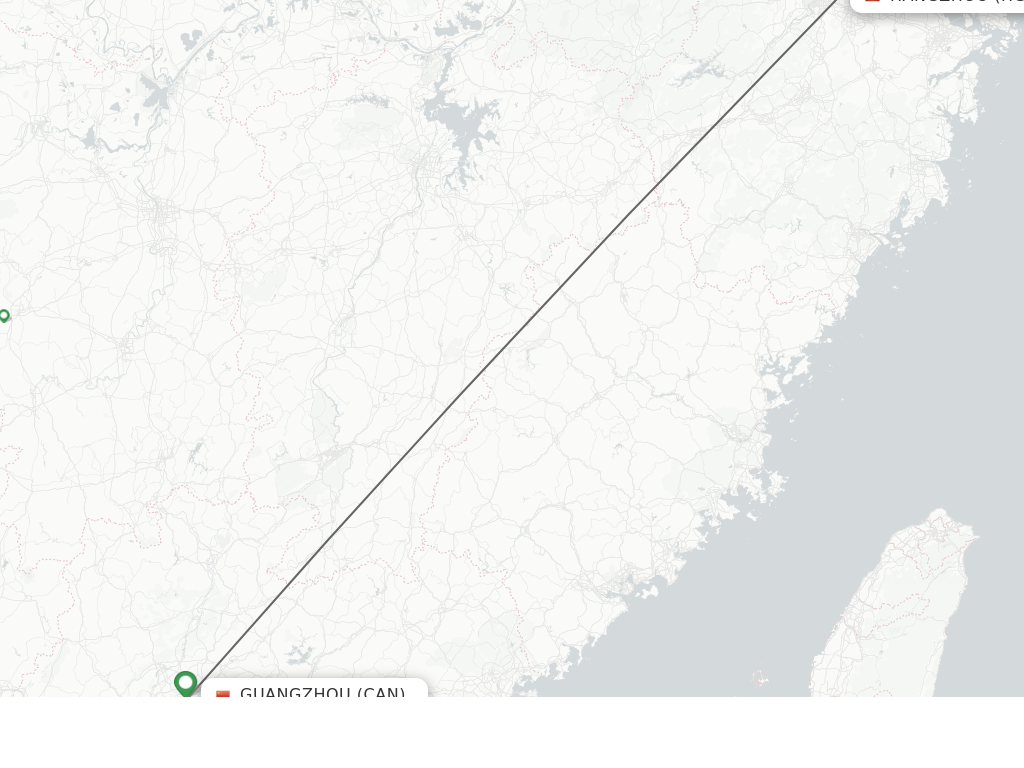 Flights from Guangzhou to Hangzhou route map