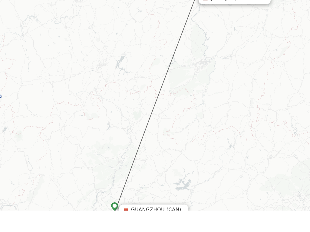 Flights from Guangzhou to Ji'An route map