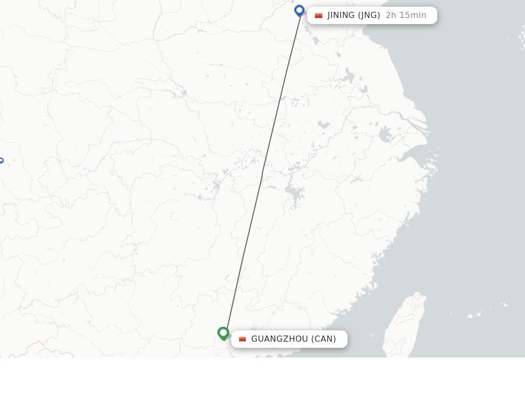 Flights from Guangzhou to Jining route map