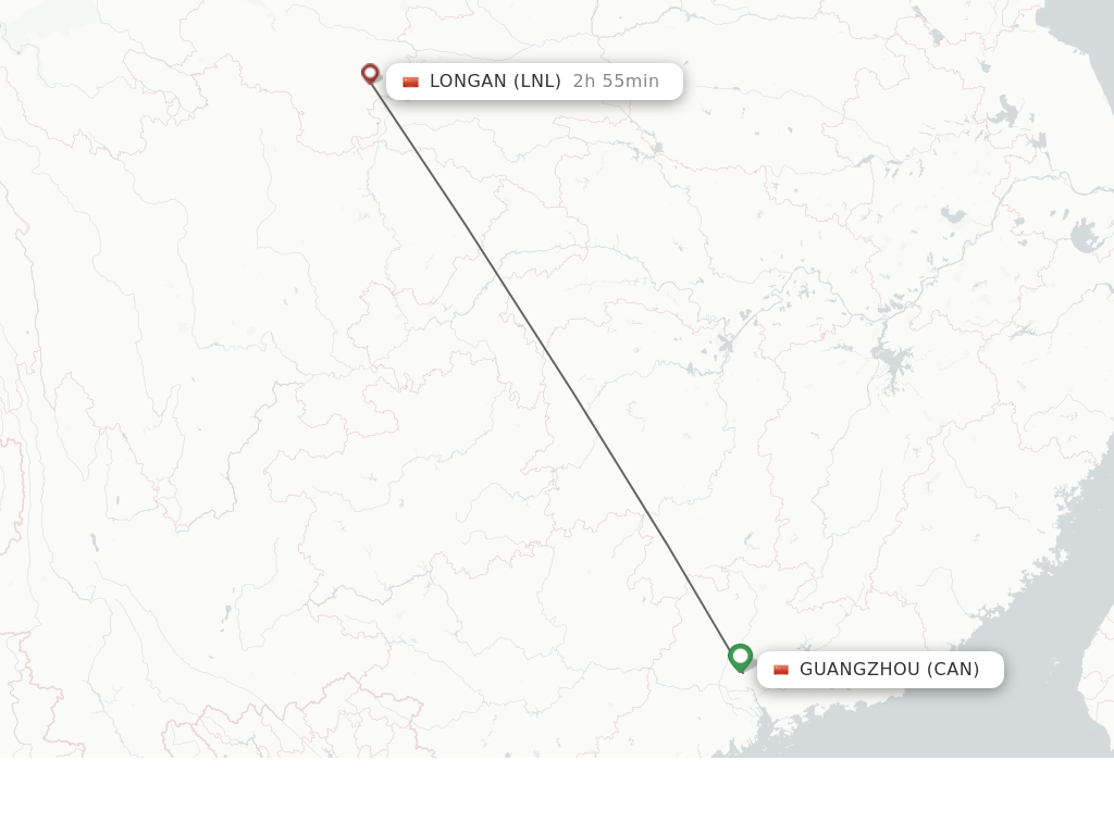 Flights from Guangzhou to Longan route map