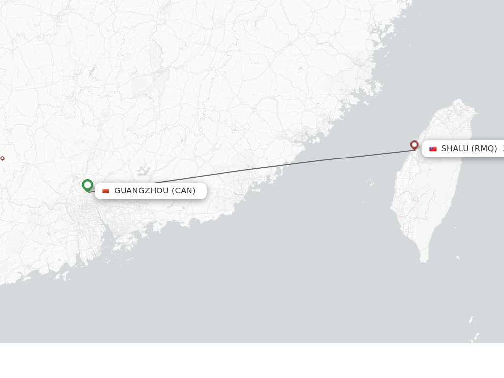 Flights from Guangzhou to Shalu route map