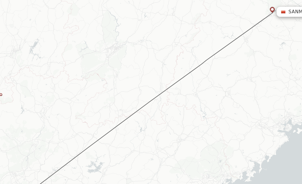 Flights from Guangzhou to Sanming route map