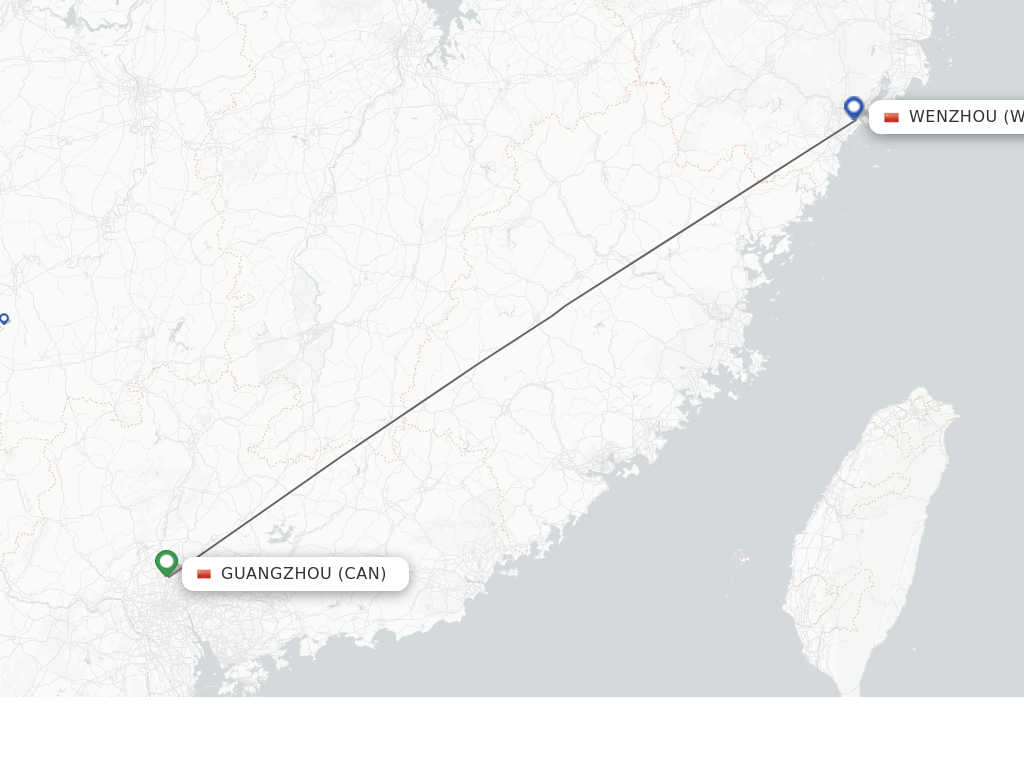 Flights from Guangzhou to Wenzhou route map