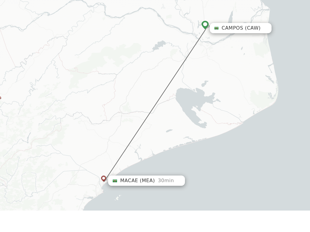 Flights from Campos to Macae route map