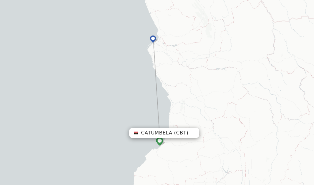 Flights from Catumbela to Luanda route map