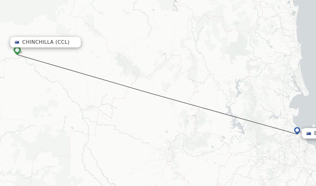 Flights from Chinchilla to Brisbane route map