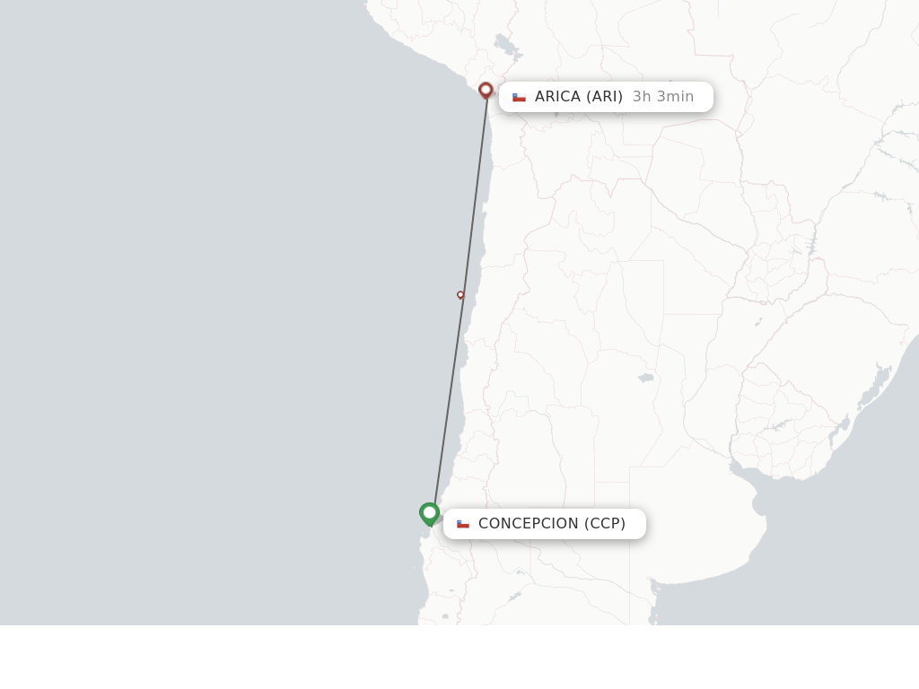 Flights from Concepcion to Arica route map