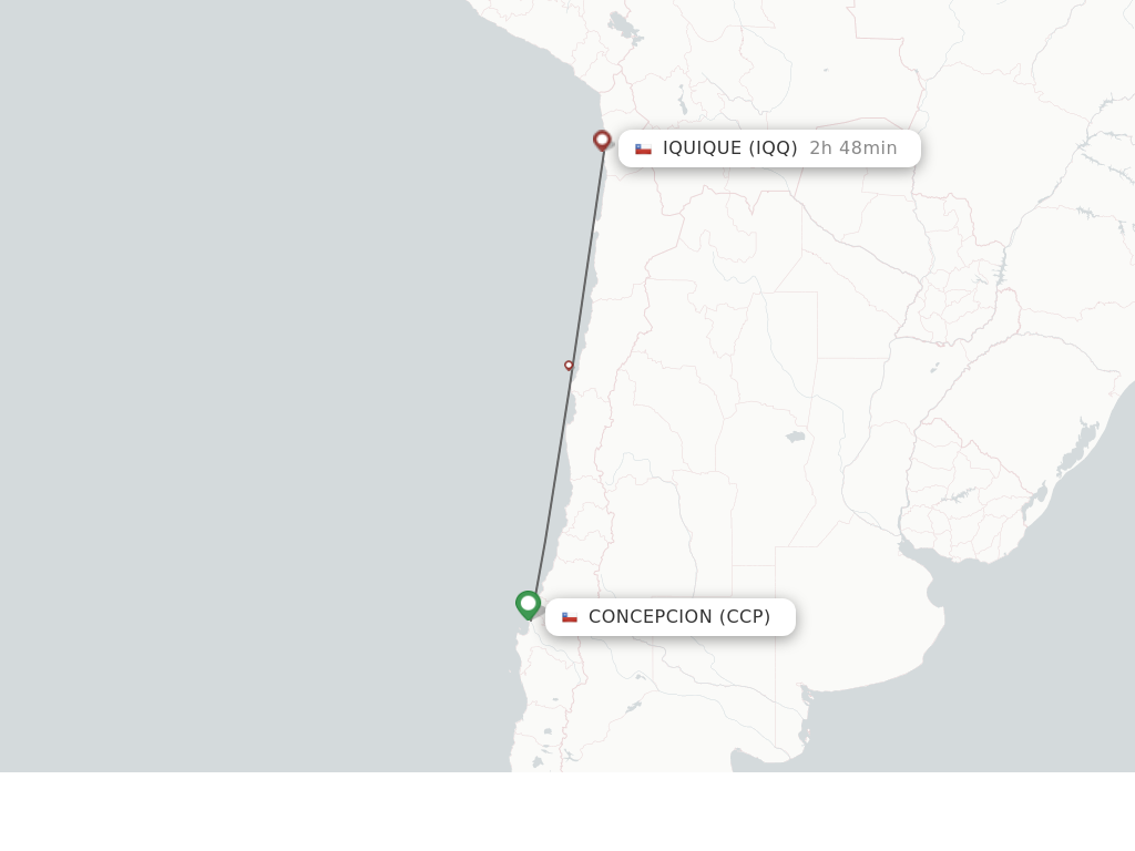 Flights from Concepcion to Iquique route map