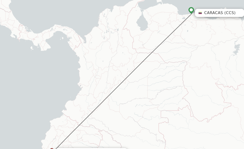 Flights from Caracas to Guayaquil route map