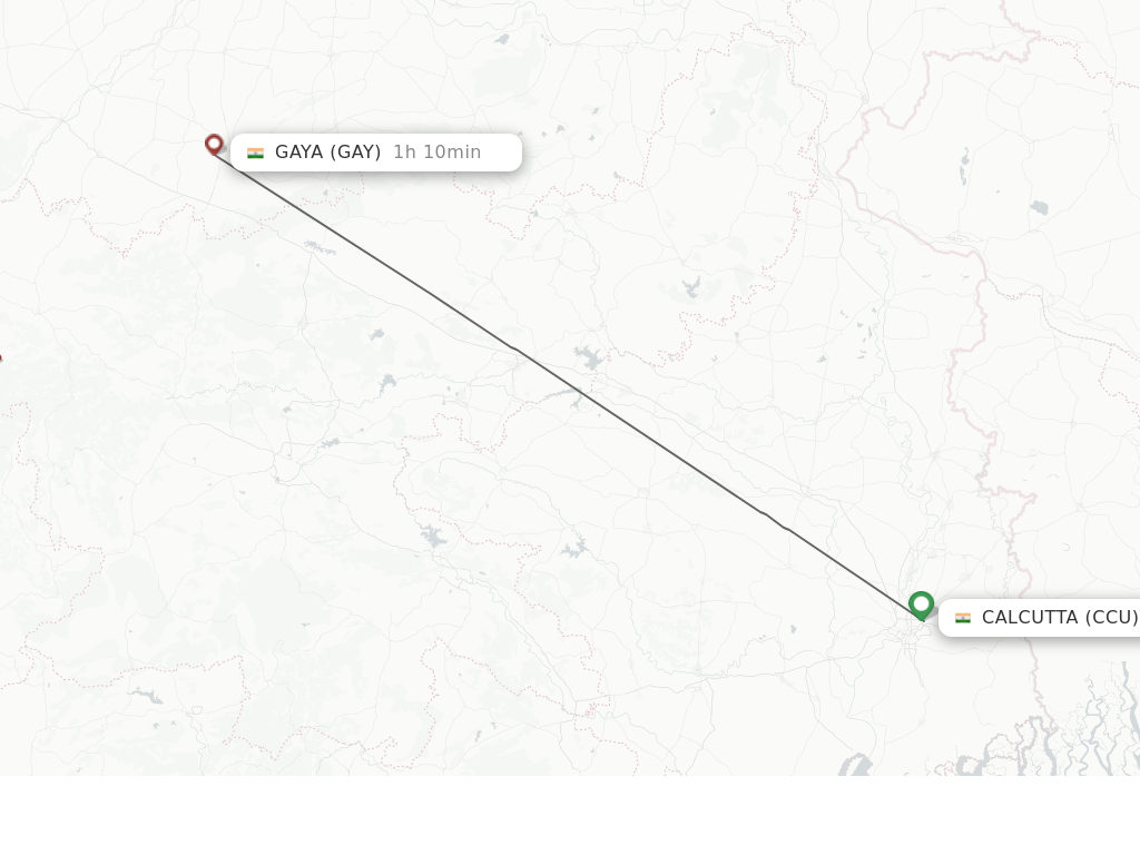 Flights from Kolkata to Gaya route map