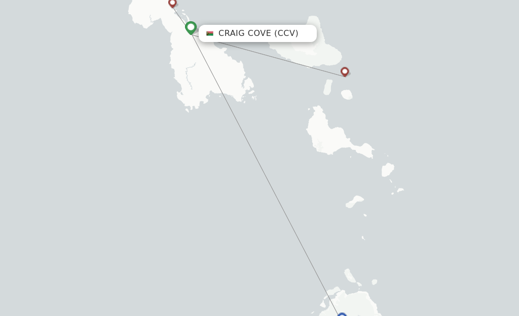 Route map with flights from Craig Cove with Air Vanuatu