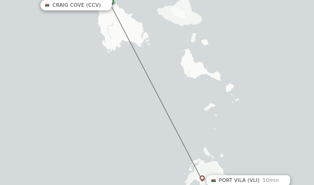 Flights from Craig Cove to Port Vila route map