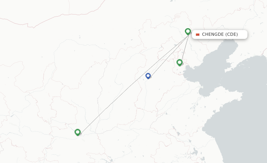 Route map with flights from Chengde with Gestair