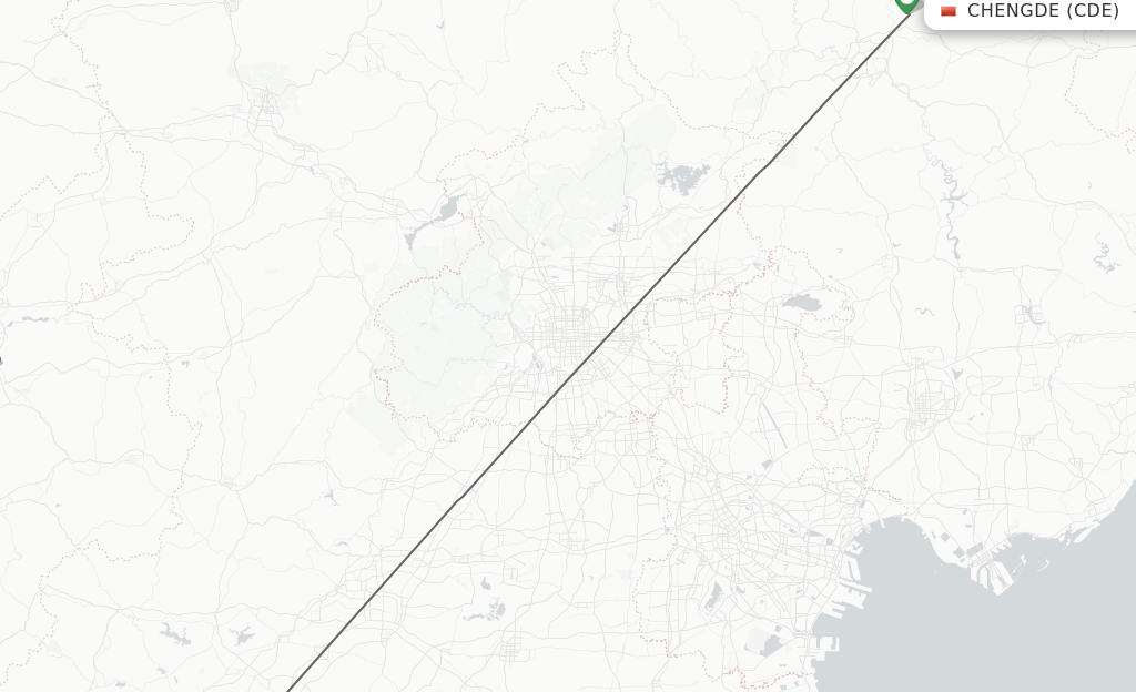 Flights from Chengde to Shijiazhuang route map