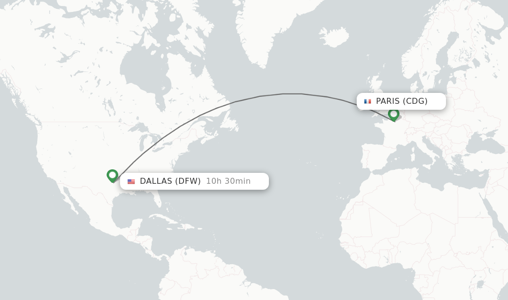 Direct (nonstop) flights from Paris to Dallas schedules