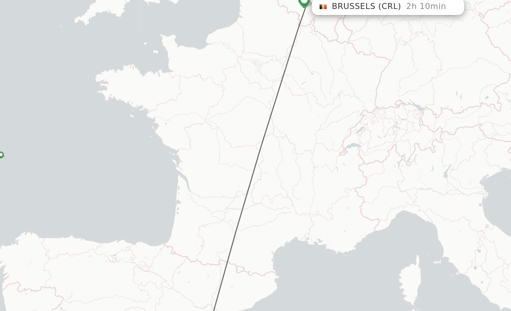 Flights from Benlloch to Brussels route map