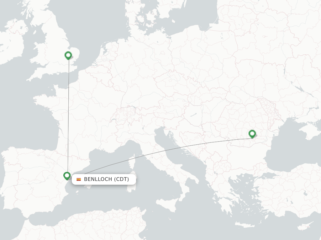Flights from Benlloch to Dusseldorf route map