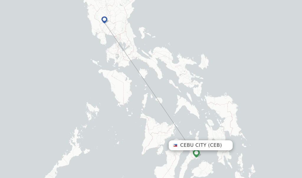 Route map with flights from Cebu City with Emirates