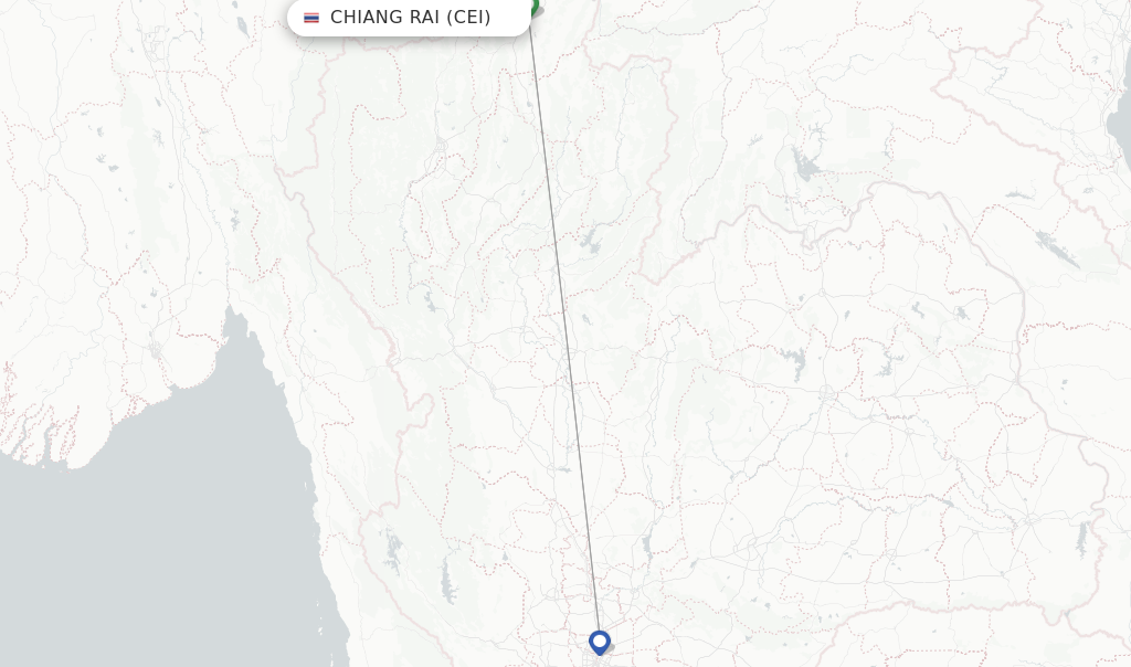 Route map with flights from Chiang Rai with Thai Lion Air