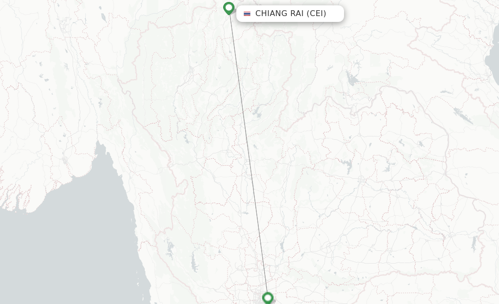 Route map with flights from Chiang Rai with Thai Smile