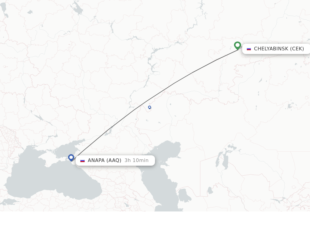 Flights from Chelyabinsk to Anapa route map