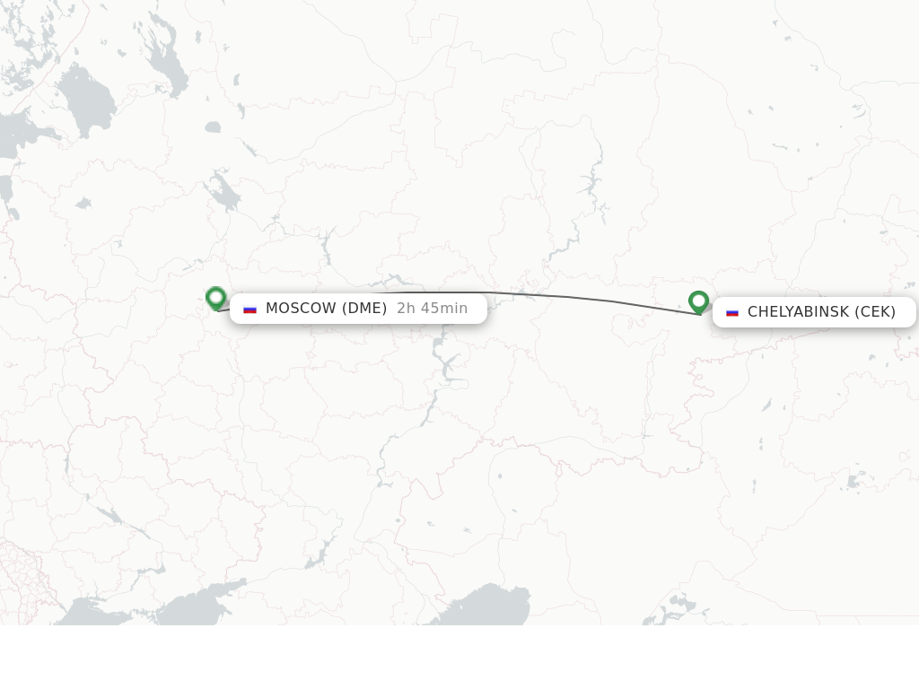 Flights from Chelyabinsk to Moscow route map
