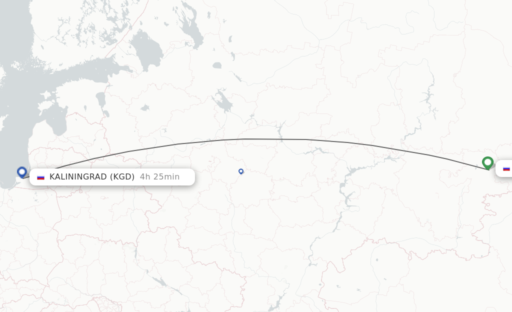 Flights from Chelyabinsk to Kaliningrad route map