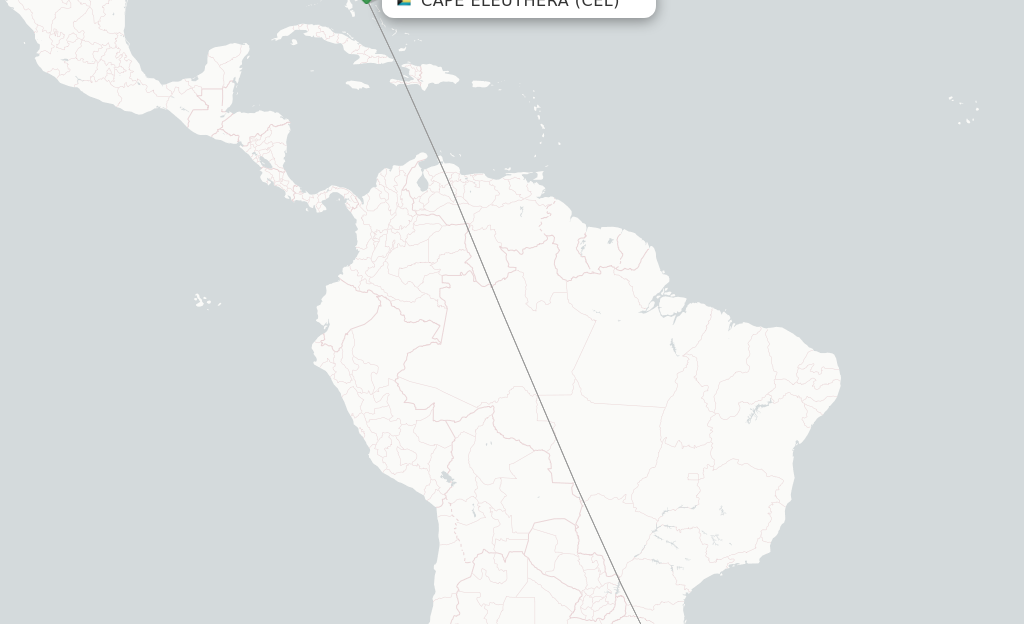 Route map with flights from Canela with Azul