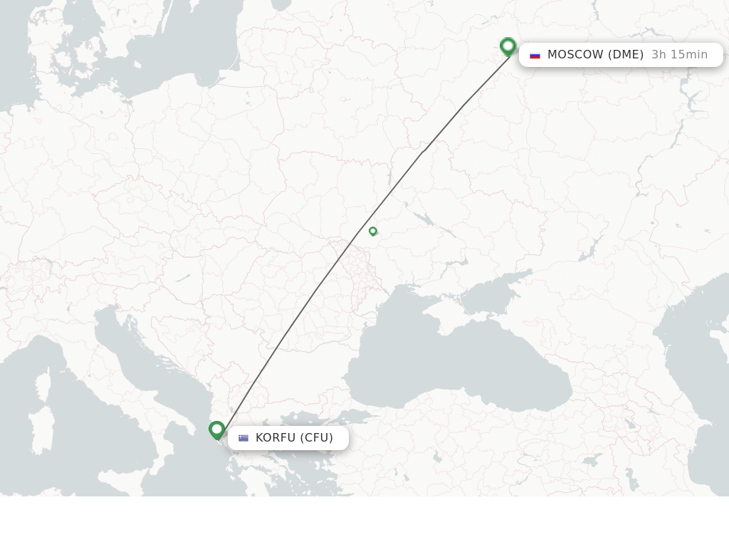 Flights from Kerkyra to Moscow route map