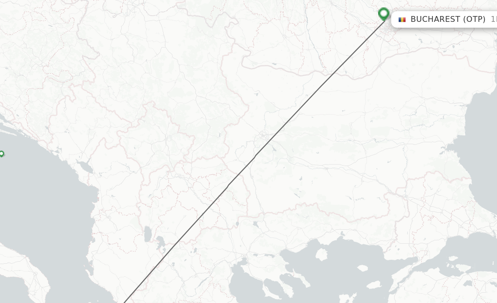 Flights from Kerkyra to Bucharest route map