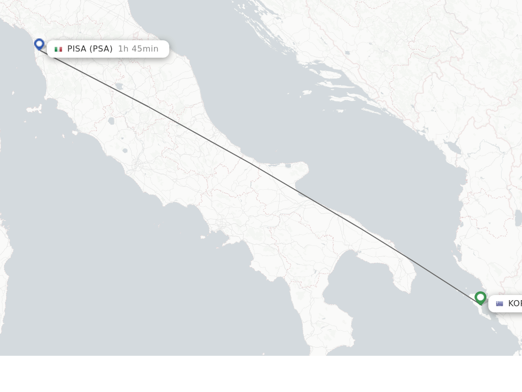 Flights from Pisa to Kerkyra route map