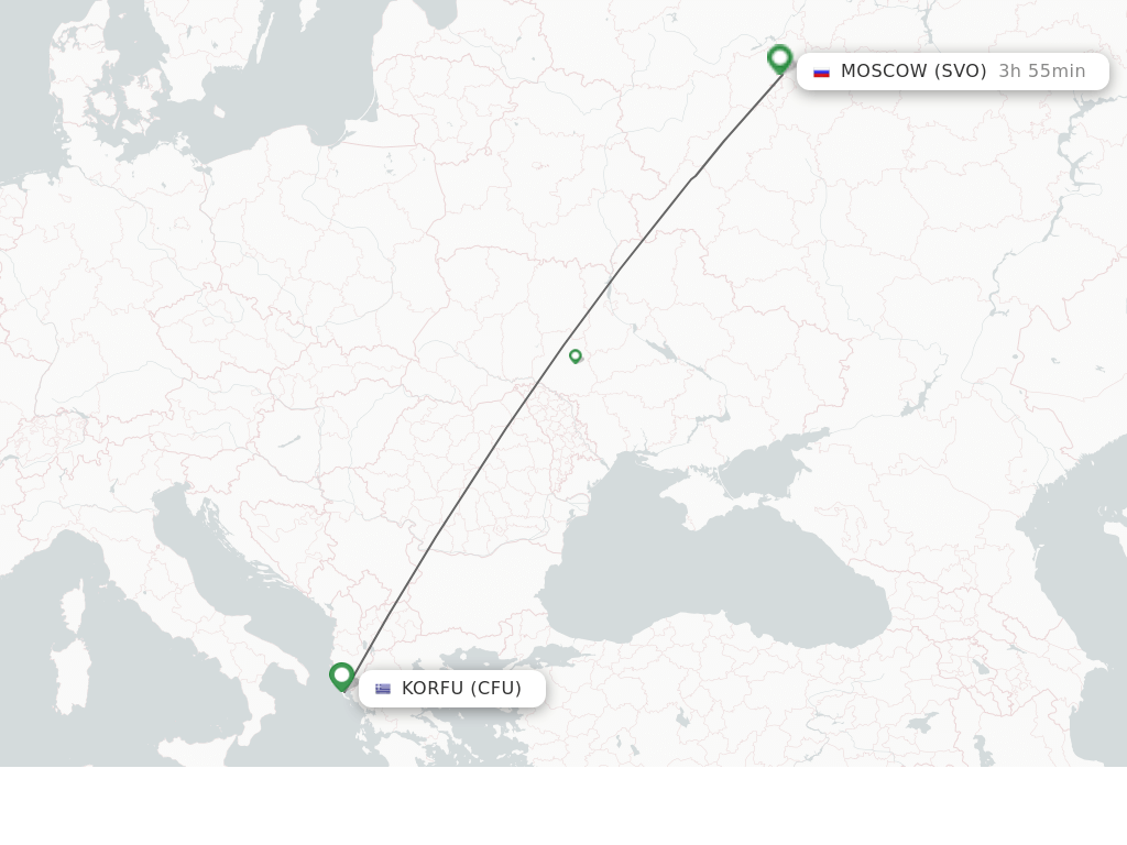 Flights from Kerkyra to Moscow route map