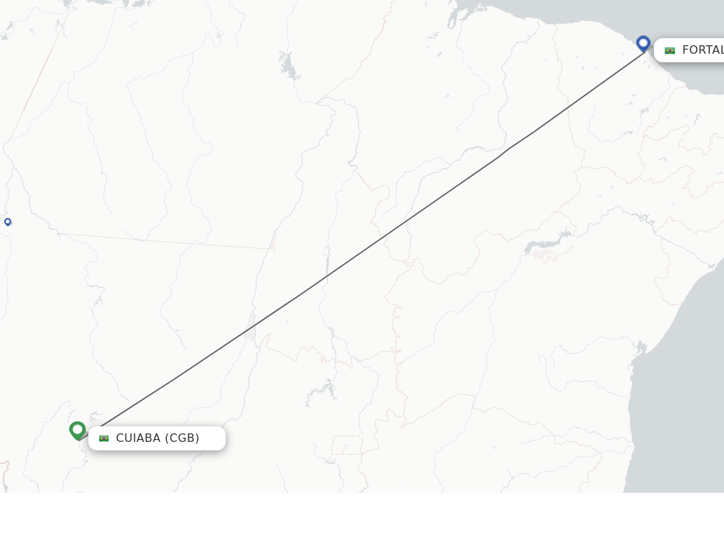Flights from Cuiaba to Fortaleza route map