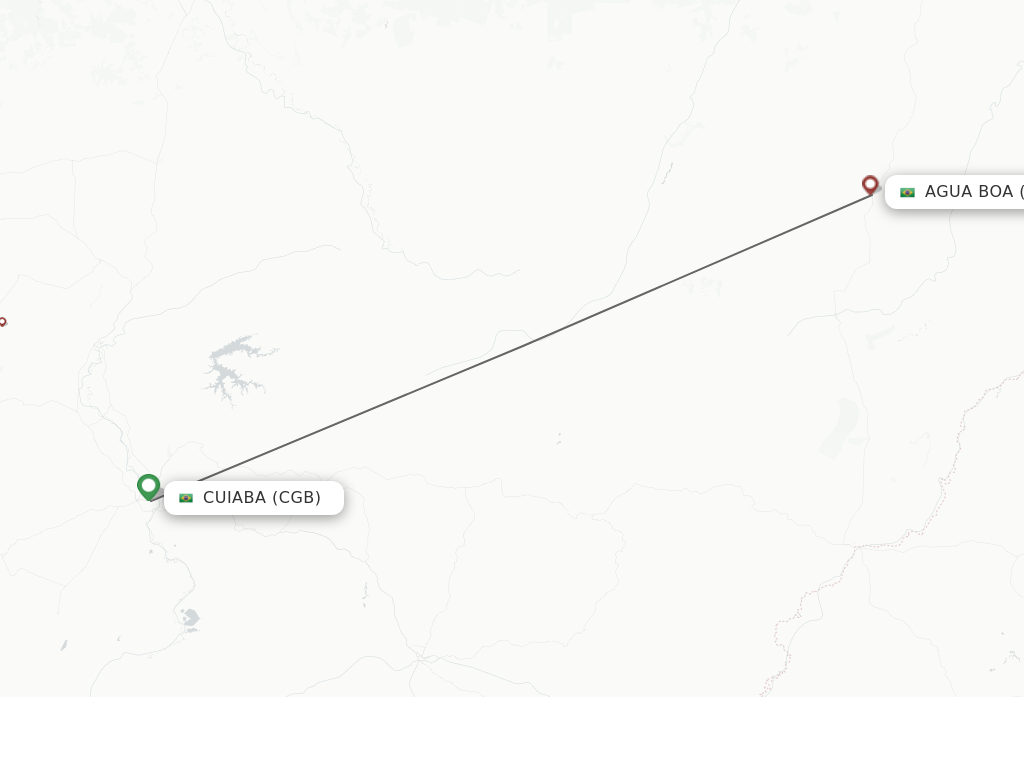 Flights from Cuiaba to Agua Boa route map
