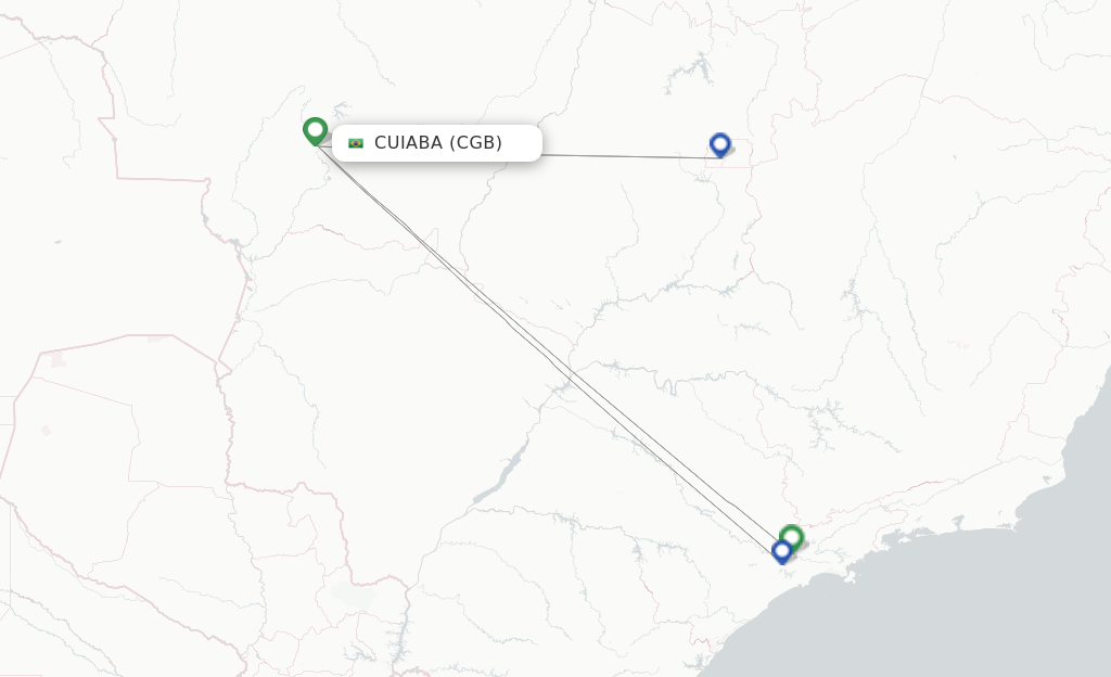 Route map with flights from Cuiaba with LATAM